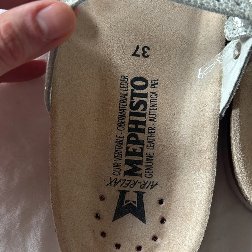 Mephisto Norie Silver Fiore Metallic Leather Sandal, 37 - Picture 7 of 7